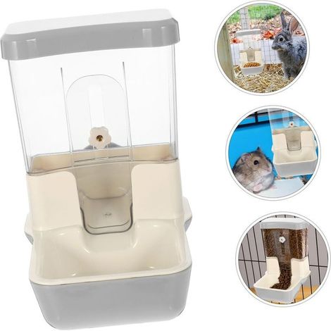 Distributeur Automatique de Nourriture pour Animaux ,800ml Distributeur lapin accessoires de Nourriture,Alimentation Réglable accessoires lapin pour Lapin Cobaye Chinchilla Oiseau(Gris) (1/5)