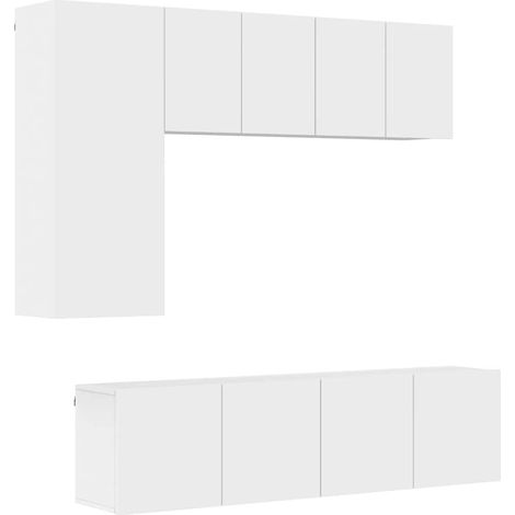 Maison Exclusive - 5-tlg. Wohnwand Weiß Holzwerkstoff (1/5)