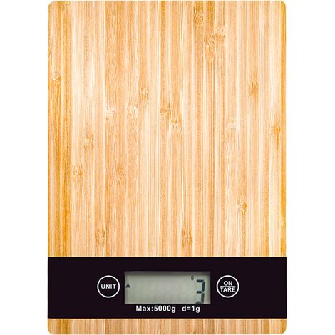 Balance De Cuisine - 5 Kg - Précision 1 G - 6 Unités De Mesure - Fonction Tare - Surface En Bambou - 1 Pièce