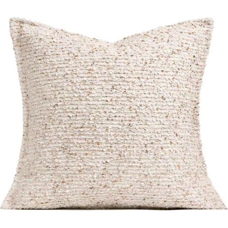 Housses de coussin à rayures 18x18, lot de 1, beige texturé, chic, moderne, bohème, accent ferme, carrées, décoratives pour canapé, décoration d'intérieur, lit (1/5)