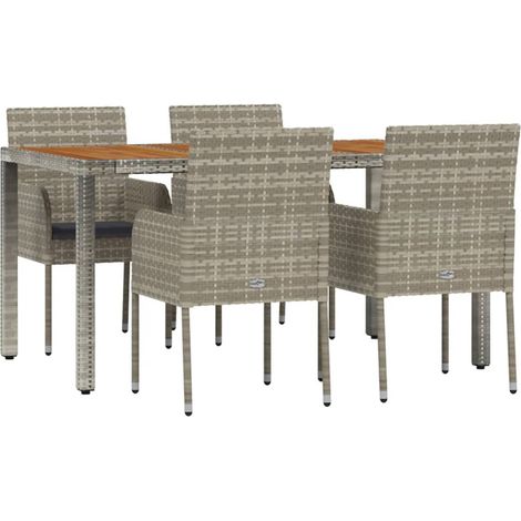 Set da pranzo da giardino per mobili da esterno 5 pezzi con cuscini grigi 020013726