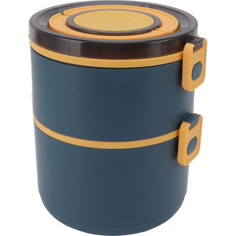 Stapelbare Lunchbox 1600 ml, zwei Fächer, Edelstahl, BPA-frei, hitzebeständig, langlebig, ideal für Büro und Reisen (blau). (1/5)