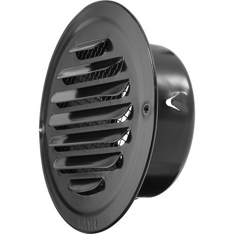 Grilles d'aération rondes noires en acier inoxydable de 4 pouces avec maille fine intégrée pour la ventilation de la cuisine. de la salle de bain. du garage. du bureau et de l'entrepôt. (1/4)