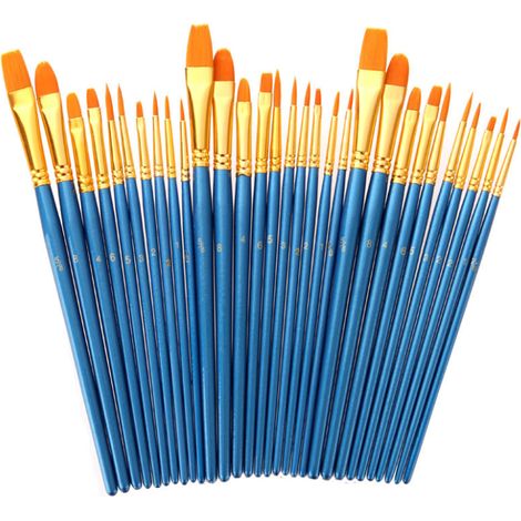 Pinceaux Ronds - Pointe Fine En Nylon - Pour Peinture Acrylique Huile Aquarelle Nail Art Miniatures - Ensemble De 30 Pièces (1/5)