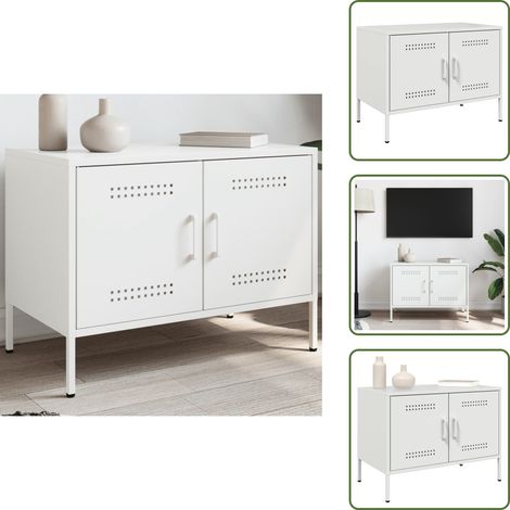 The Living Store Mobile TV Bianco 68x39x50,5 cm in Acciaio - TV in acciaio