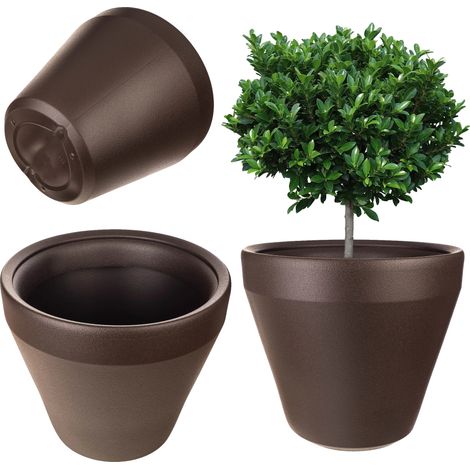 Pot de Fleurs, Plastique Durable, Design Moderne, Chocolat-a, Petit-b (1/2)