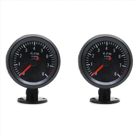 2 tachymètres de voiture 52 mm (2 pouces) avec cadran analogique noir, 0-8000 tr/min, pour moteurs essence 1 à 8 cylindres. (1/5)