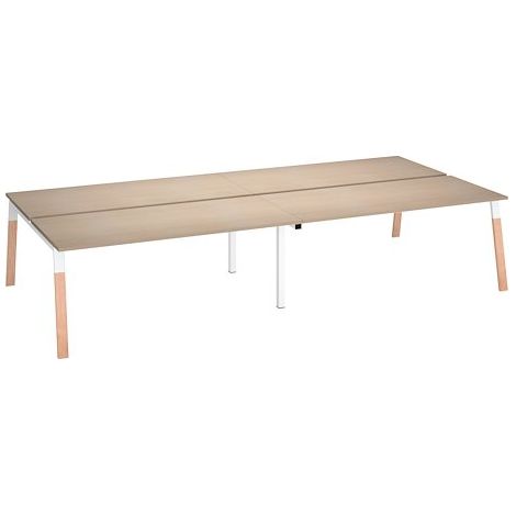 Pôle 4 bureaux droits L 180 x P 80 cm, piétement bois métal chêne clair - Arch - Maxiburo