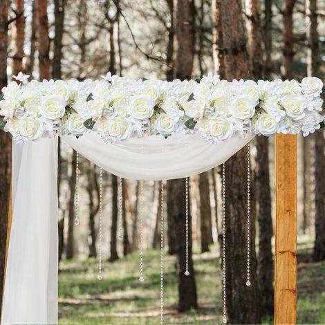 Neue künstliche Eukalyptusblattgirlande aus Seide für Hochzeiten, Dekoration des Traugangs, 50 cm lang, 25 cm breit, mit Seidenblütenkopf und Kunststoffgitter, 2er-Set (1/5)