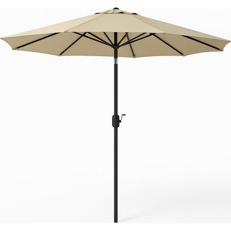 Parasol de jardin pare-soleil 2,7 m pour balcon, système d'air vent, inclinaison réglable et ouverture de la manivelle, revêtement anti-UV imperméable pour mer, terrasse, plage, beige, 270 (1/5)