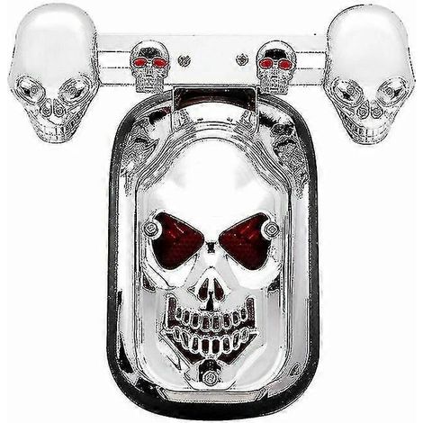 Feux arrière de moto chromés/noirs à tête de mort, clignotants et feux stop LED 12 V pour Harley, Honda, Kawasaki, BMW, Yamaha et Benelli (tête de mort noire) (1/3)