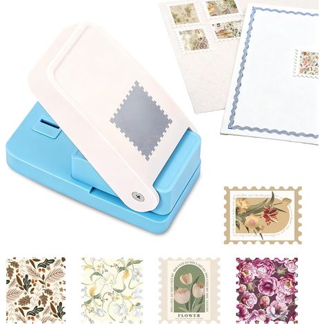 Perforatrice de Papier, Perforatrice Forme de Timbre de 2,5 x 2,5 cm, Creative Perforatrices de Papier, pour Scrapbooking, Création de Cartes, Carte de Vœux, Activités Parent-enfant, École (1/5)