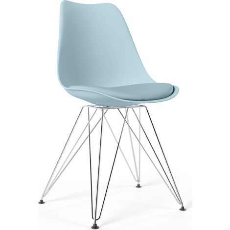 Chaise de Salle à Manger avec Coussin - Design Scandinave et Pieds en Métal Noir - Skögur Vert pastel