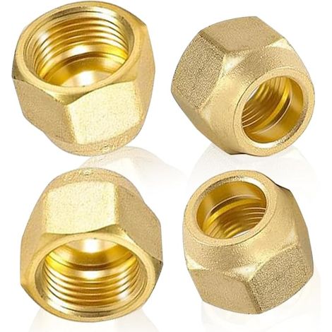 4pcs 1/4" inch flare union nut for refrigerant line air conditioning systems 1/4" inch brass hose air conditioning nut split flare fitting quick connection (1/4") (1/5)