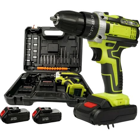 Perceuse sans fil, 21V de puissance, contrôle à double vitesse, 2 Batteries C– Pro (1/2)