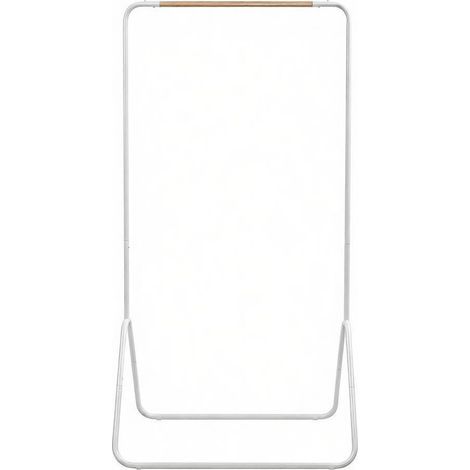 Appendiabiti da terra multifunzionale in metallo bianco con barra in legno 80x45x145 cm (1/5)