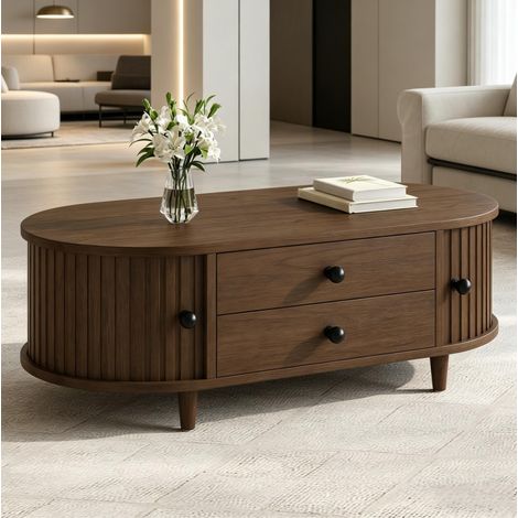 Tavolo da salotto con cassetti e ante MDF 100 cm OKMYHOME (1/5)