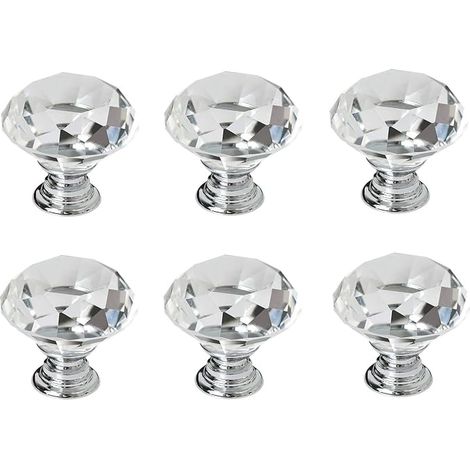 Stück Kristallknöpfe mit Diamantmuster, klare Diamant-Tür- und Schubladengriffe mit Schraube, einlochige runde Schubladenknöpfe, 30 mm, für Küchen- oder Möbeldekoration (1/4)