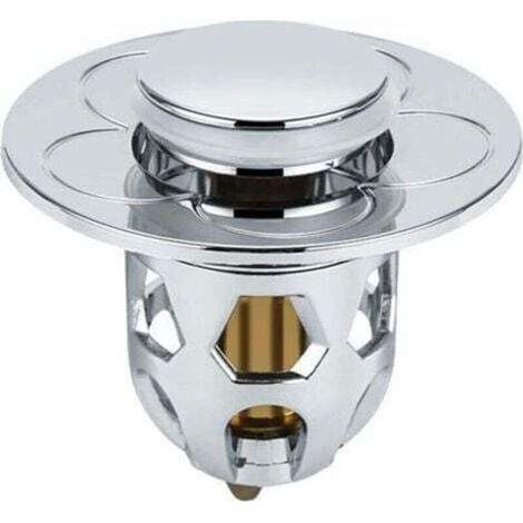 [Silber] Universeller Spülbecken-Leckstopper aus Edelstahl, Abflussfilter, Rückpralladapter, Schubstange, Spülbecken-Abflusskern (1/4)