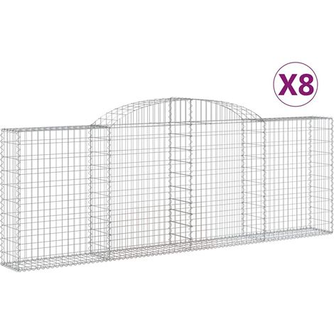 Paniers à gabions arqués 8 pcs  Mur en gabion 300x30x100/120 cm fer galvanisé