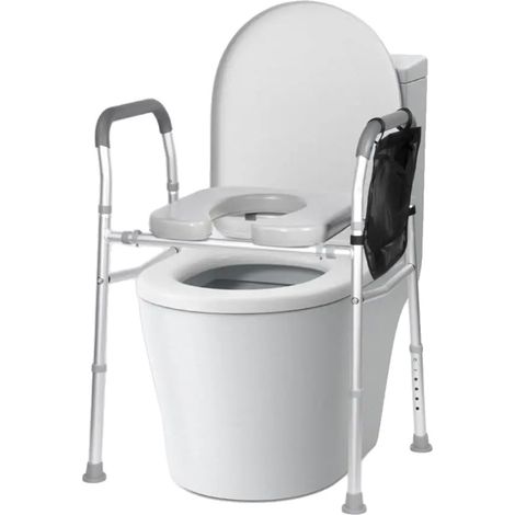 Erhöhter Toilettensitz, Einstellbare Höhenoptionen (6 Optionen), Unterstützt bis zu 300 lbs (136 kg), Passt auf die meisten Standardtoiletten, (1/5)