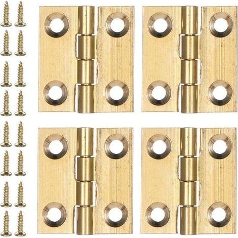 4 pièces de charnières petites, 25×22 mm, qualité laiton, mini charnières pliables, or, charnière de placard avec vis pour bijoux, boîte en bois (1/5)
