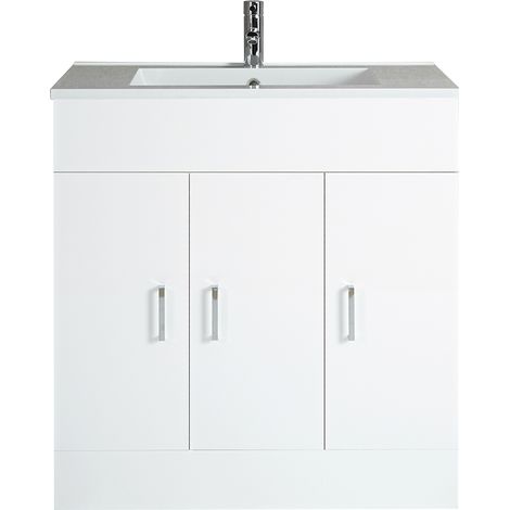 Milano Lurus - Modern White Bathroom Floorstanding Vanity Unit with 1 Tap Hole Basin - 810mm (1/7)