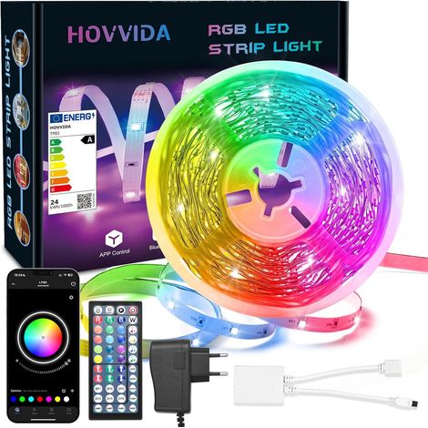 Bande LED, 30 diodes, 10 m, RGB, application, pour la décoration de meubles, téléviseurs, étagères et environnements intérieurs.-AquaForge (1/5)