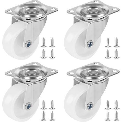 Roulettes pivotantes pour meubles lourds, lot de 4, 40 mm, avec roulement à billes et 16 vis. (1/5)