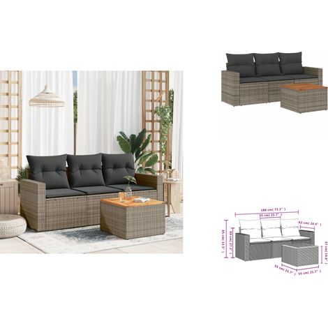 Salon de jardin 4 pcs avec coussins gris résine tressée - Ensemble Salon De Jardin - Salon De Jardin Extérieur - Meuble De Jardin - Mobilier De Jardin - Canapé Jardin (1/3)