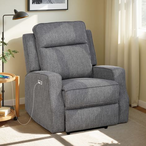 Charcoal Grey 150° Electric Reclining Chair with USB Port and Footrest for Ultimate Relaxation