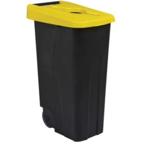 Poubelle de tri mobile Movatri - 110l - noir / jaune (1/2)