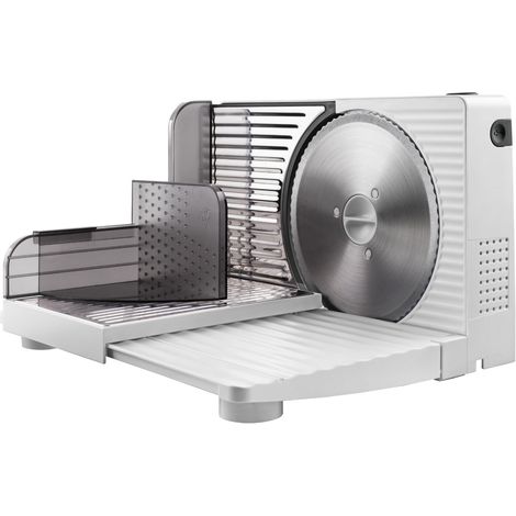 Trancheuse électrique 100W, Pour jambon, viande et saucisson, Découpe de 1 à 15 mm, Lame en acier inoxydable de 17 cm, Table de découpe pliable, Protection des doigts (1/5)