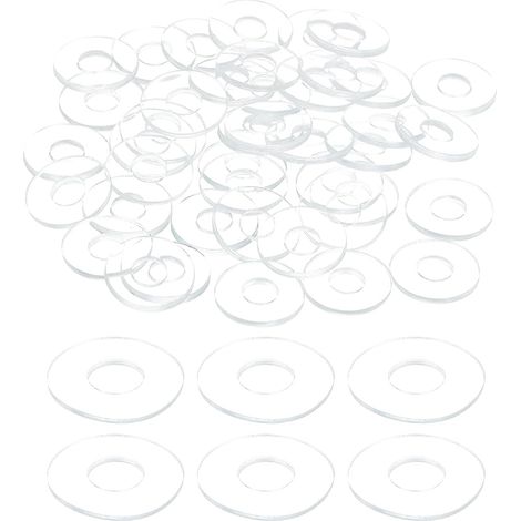 150 Pcs M4 Rondelles PVC Transparente Rondelle Plate 4mm ID 10mm OD 0.5mm Épais Entretoises Plates Rondes pour Vis, Boulons, Poignée de Porte de Douche en Verre, Salle de Bain (1/5)