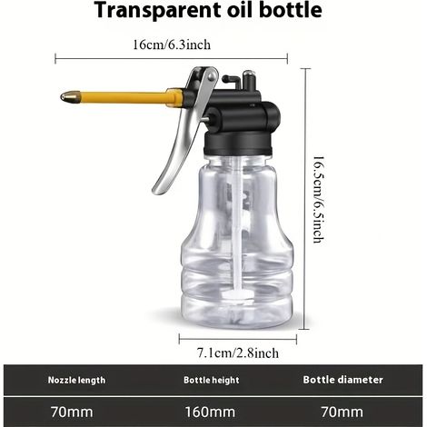 1 Bouteille d'huile haute pression avec bec de pulvérisation en cuivre - Tuyau en plastique durable, design anti-chute pour injection d'huile sûre, adaptée (1/3)