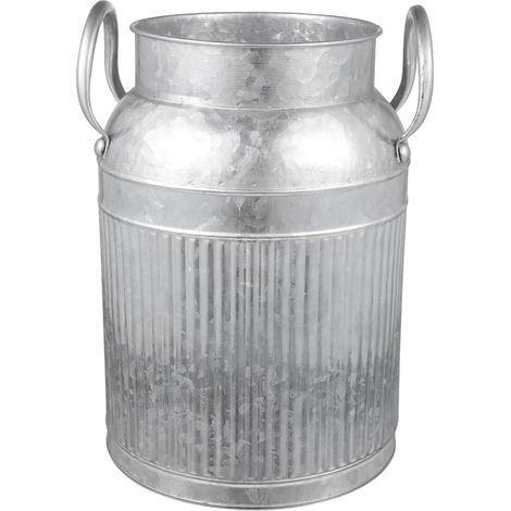 Vase à Fleurs Vintage avec Anse Grand Format en Fer Style Champêtre Déco Jardin Intérieur Extérieur Pot Décoratif Polyvalent pour Composition De Fleur (1/5)