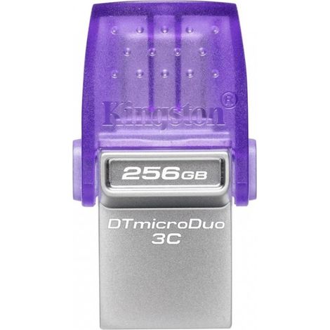 Kingston Technology DataTraveler microDuo 3C USB-Stick 256 GB USB Type-A / USB Type-C 3.2 Gen 1 (3.1 Gen 1) Edelstahl, Violett (1/3)