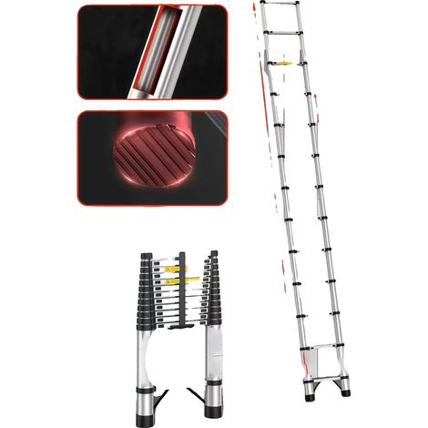 Escalera telescópica, plegable, segura y duradera, 3,8 m. (1/2)