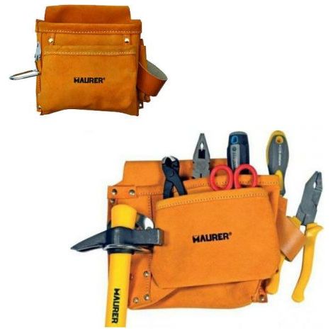 BORSA CARPENTIERE IN CROSTA 4 TASCHE ASOLA MARTELLO E GANCIO FLESSOMETRO  31963