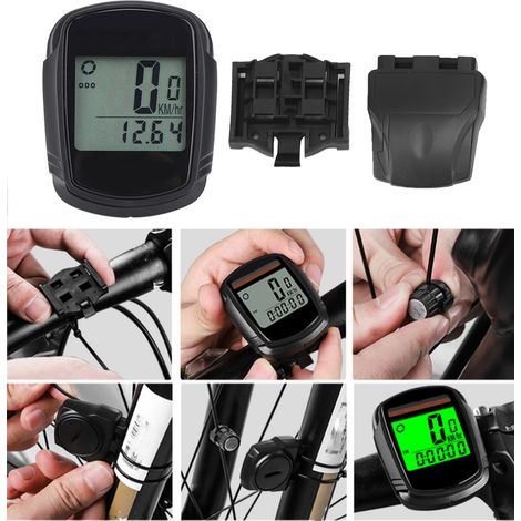 Compteur de vélo solaire sans fil en PVC, étanche et lumineux, accessoire de cyclisme pour VTT et vélo de route. (1/5)