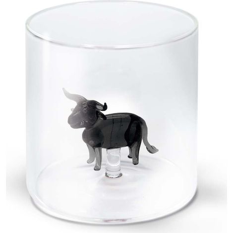 WD LifeStyle Bicchiere Vetro Borosilicato Cc 250 ml Decoro Toro