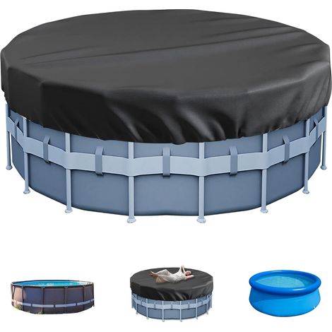 Housse ronde d'hiver pour piscine hors sol, 15Ft, idéale pour piscine hors sol,bâche de piscine, imperméable et résistante à la poussière (noir) (1/5)