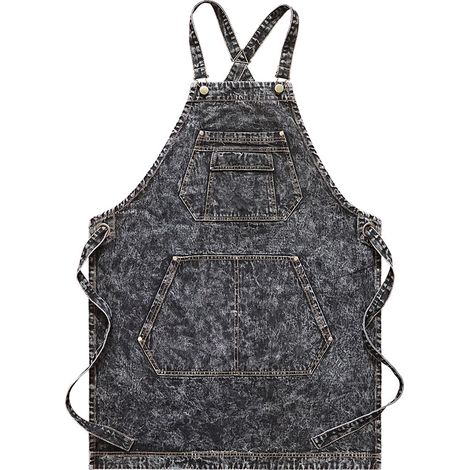Arbeitskleidung für den Außenbereich, Jeans-Arbeitsschürze mit Taschen, gekreuzten Trägern und verstellbarem Design geeignet für Restaurants