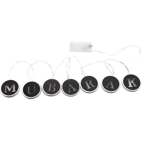 Runde, hohle Mubarak-Buchstaben aus Holz (L-ED) als Lichterkette für Ramadan und Eid Mubarak – 3-