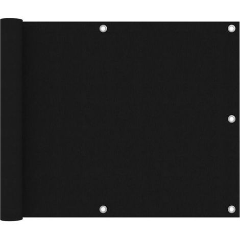 Brise-vue de balcon 75 x 500 cm en tissu Oxford, écran d'intimité pour balustrade basse, résistant aux intempéries, au vent et aux UV, avec cordon de fixation, noir (1/5)