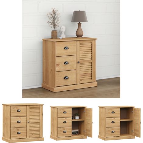 The Living Store Sideboard mit Schubladen VIGO 78x40x75 cm Massivholz Kiefer - Sideboards (1/5)