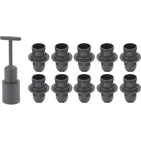 10 Stück E14 ABS-Lampenfassungen mit Hülse, hitzebeständig, Sockel für den Haushalt, Schwarz (1/5)
