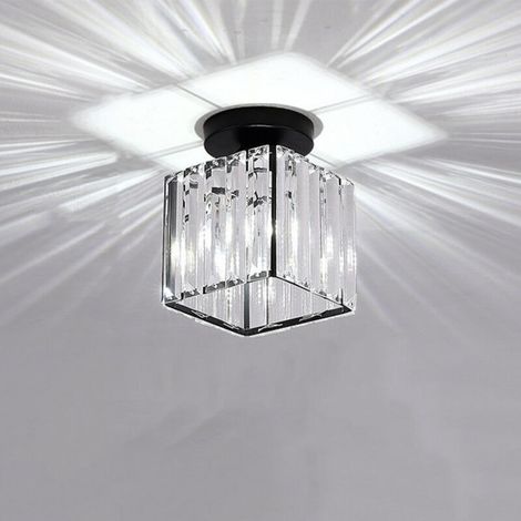 Lampe De Plafond En Cristal Noir Plafonnier Créatif Plafonnier En Verre Lustre Moderne E27 Pour Couloir Bureau Chambre Cuisine Balcon Salle À Manger
