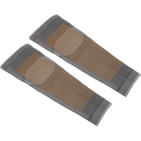 Paar selbsterwärmende Knieschoner aus weichem, elastischem Nylon, wärmend und beidseitig verwendbar, zur Schmerzlinderung und Förderung der Genesung nach einer Verletzung. Größe S. (1/4)