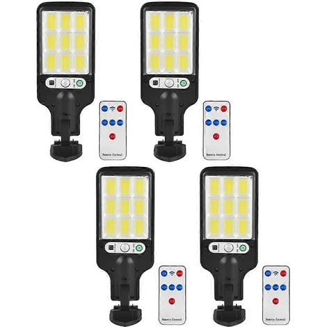 Set mit 4 wasserdichten Solarstraßenlaternen mit Sensor und Fernbedienung, für den Außenbereich, mit integrierter Sicherheitsbeleuchtung, ideal für Garten, Terrasse und Einfahrt. (1/5)